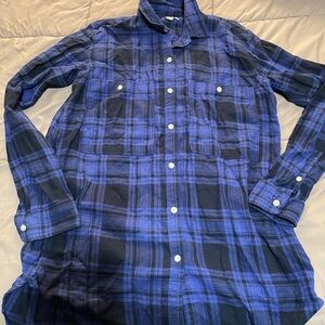 GAP Blue and Black Plaid Button-Down Shirt